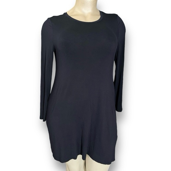 DAILY RITUAL Navy Blue Supersoft Long Sleeve Scoop Neck Stretch Lounge Dress XL - Picture 2 of 7